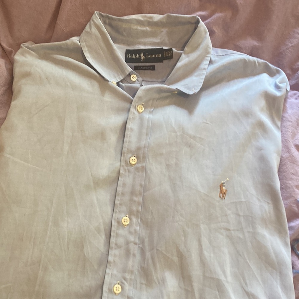 Blue polo Ralph Lauren shirt 17 1/2   36/37 tall